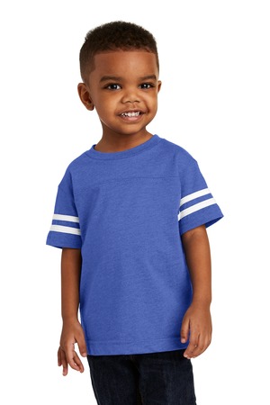 Rabbit Skins Toddler Football Fine Jersey Tee. RS3037 Vintage Royal/ Blended White