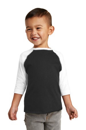 Rabbit Skins Toddler Baseball Fine Jersey Tee. RS3330 Black/ White