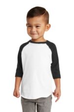 Rabbit Skins Toddler Baseball Fine Jersey Tee. RS3330 White/ Black