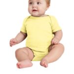 Rabbit Skins Infant Short Sleeve Baby Rib Bodysuit. RS4400 Banana