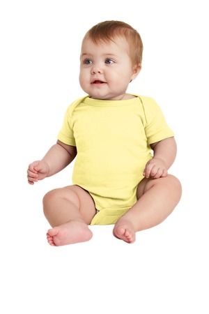 Rabbit Skins Infant Short Sleeve Baby Rib Bodysuit. RS4400 Banana