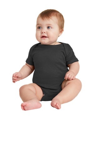 Rabbit Skins Infant Short Sleeve Baby Rib Bodysuit. RS4400 Black