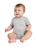 Rabbit Skins Infant Short Sleeve Baby Rib Bodysuit. RS4400 Heather