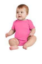Rabbit Skins Infant Short Sleeve Baby Rib Bodysuit. RS4400 Hot Pink
