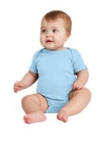 Rabbit Skins Infant Short Sleeve Baby Rib Bodysuit. RS4400 Light Blue