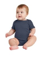 Rabbit Skins Infant Short Sleeve Baby Rib Bodysuit. RS4400 Navy