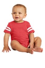Rabbit Skins Infant Football Fine Jersey Bodysuit. RS4437 Vintage Red/ Blended White