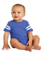 Rabbit Skins Infant Football Fine Jersey Bodysuit. RS4437 Vintage Royal/ Blended White