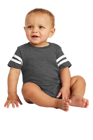 Rabbit Skins Infant Football Fine Jersey Bodysuit. RS4437 Vintage Smoke/ Blended White