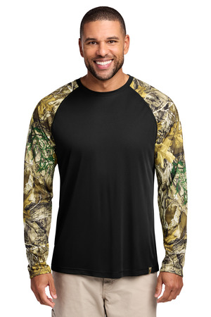 Russell Outdoors Realtree Colorblock Performance Long Sleeve Tee RU151LS Black/ Realtree Edge