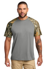 Russell Outdoors Realtree Colorblock Performance Tee RU151 Grey Concrete Heather/ Realtree Edge