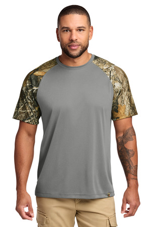 Russell Outdoors Realtree Colorblock Performance Tee RU151 Grey Concrete Heather/ Realtree Edge