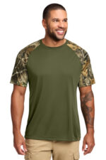 Russell Outdoors Realtree Colorblock Performance Tee RU151 Olive Drab Green/ Realtree Edge