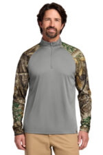 Russell Outdoors Realtree Colorblock Performance 1/4-Zip RU152 Grey Concrete Heather/ Realtree Edge