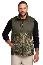 Russell Outdoors Realtree Atlas Colorblock Soft Shell Vest RU604 Cargo Brown/ Realtree Edge