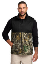 Russell Outdoors Realtree Atlas Colorblock Soft Shell Vest RU604 Deep Black/ Realtree Edge
