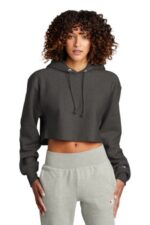 Champion Women's Reverse Weave Cropped Cut-Off Hooded Sweatshirt RW01W Charcoal Heather