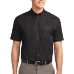Port Authority Short Sleeve Easy Care Shirt. S508 Black/ Light Stone