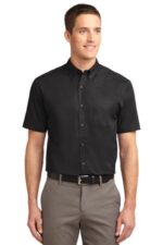 Port Authority Short Sleeve Easy Care Shirt. S508 Black/ Light Stone