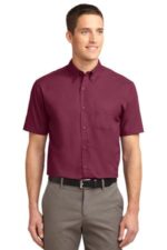 Port Authority Short Sleeve Easy Care Shirt. S508 Burgundy/ Light Stone