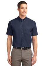 Port Authority Short Sleeve Easy Care Shirt. S508 Navy/ Light Stone