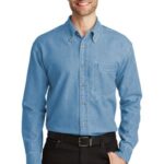 Port Authority Long Sleeve Denim Shirt. S600 Faded Denim