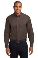 Port Authority Extended Size Long Sleeve Easy Care Shirt S608ES Coffee Bean/ Light Stone
