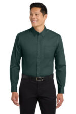 Port Authority Extended Size Long Sleeve Easy Care Shirt S608ES Dark Green/ Navy