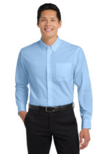 Port Authority Long Sleeve Easy Care Shirt S608 Light Blue/ Light Stone