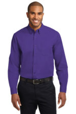 Port Authority Long Sleeve Easy Care Shirt S608 Purple/ Light Stone