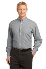 Port Authority Plaid Pattern Easy Care Shirt. S639 Charcoal