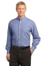 Port Authority Plaid Pattern Easy Care Shirt. S639 Navy