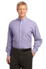 Port Authority Plaid Pattern Easy Care Shirt. S639 Purple