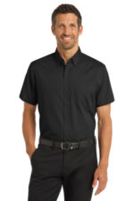 Port Authority Short Sleeve SuperPro Twill Shirt. S664 Black