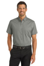 Port Authority Short Sleeve SuperPro Twill Shirt. S664 Monument Grey