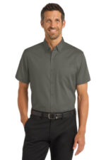 Port Authority Short Sleeve SuperPro Twill Shirt. S664 Sterling Grey