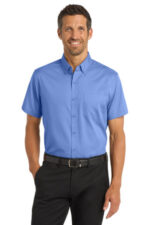 Port Authority Short Sleeve SuperPro Twill Shirt. S664 Ultramarine Blue
