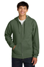 Gildan Softstyle Midweight Fleece Full-Zip Hooded Sweatshirt SF600 Military Green