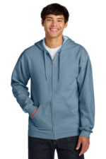 Gildan Softstyle Midweight Fleece Full-Zip Hooded Sweatshirt SF600 Stone Blue