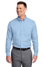 Brooks Brothers Tall Wrinkle-Free Stretch Nailhead Shirt TBB18002 Newport Blue