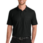 Port Authority Tall Wearever Signature Pique Pocket Polo TLK200P Deep Black