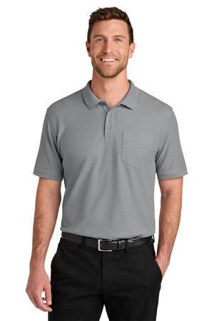 Port Authority Tall Wearever Signature Pique Pocket Polo TLK200P Gusty Grey