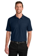 Port Authority Tall Wearever Signature Pique Pocket Polo TLK200P River Blue Navy