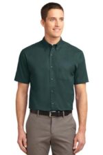 Port Authority Tall Short Sleeve Easy Care Shirt. TLS508 Dark Green/ Navy