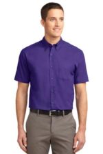 Port Authority Tall Short Sleeve Easy Care Shirt. TLS508 Purple/ Light Stone
