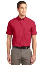 Port Authority Tall Short Sleeve Easy Care Shirt. TLS508 Red/ Light Stone