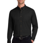 Port Authority Tall Long Sleeve Twill Shirt. TLS600T Black