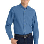 Port Authority Tall Long Sleeve Denim Shirt. TLS600 Faded Blue