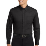 Port Authority Tall Long Sleeve Easy Care Shirt. TLS608 Black/ Light Stone
