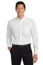 Port Authority Tall Long Sleeve Easy Care Shirt. TLS608 White/ Light Stone